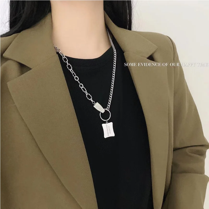 Wholesale New Hip Hop Necklace Fashion Single Layer Aluminum Chain Metal  Frosted Thick Chain Necklace From m.