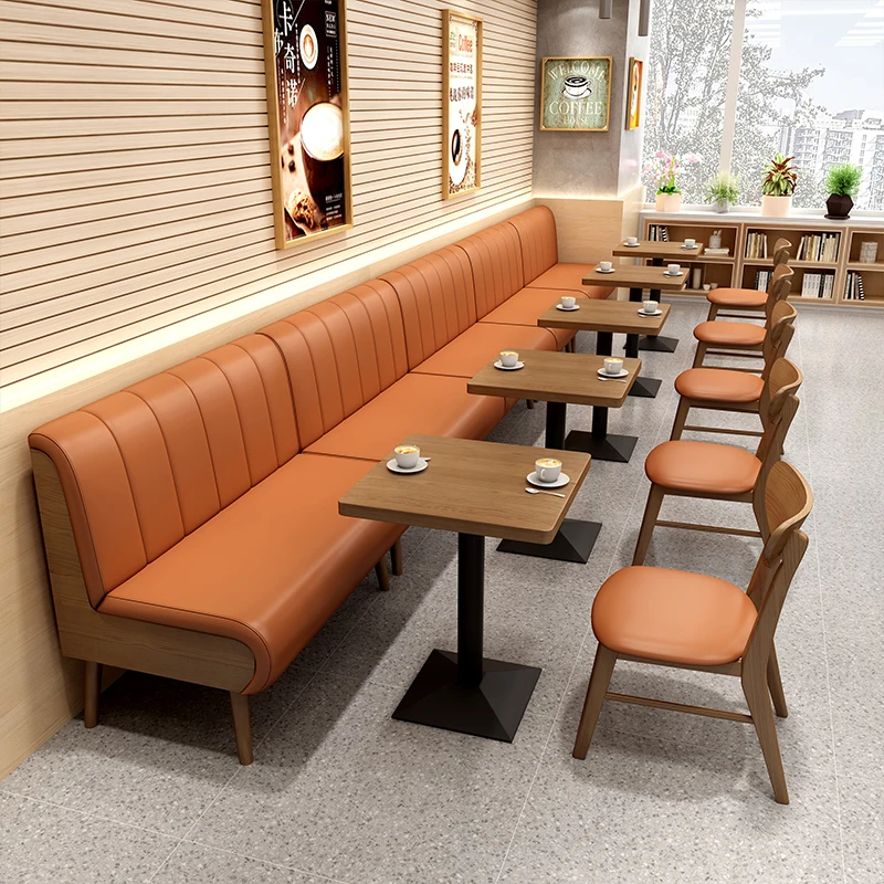 Restaurant Furniture Sets Cafe Leather Wooden Dining Chair And Booth