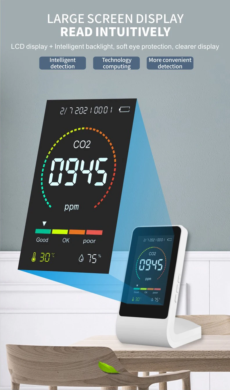 Инфракрасный датчик сигнализации газовые анализаторы мониторинг внутренний мини-датчик углекислого газа монитор качества воздуха портативный измеритель CO2