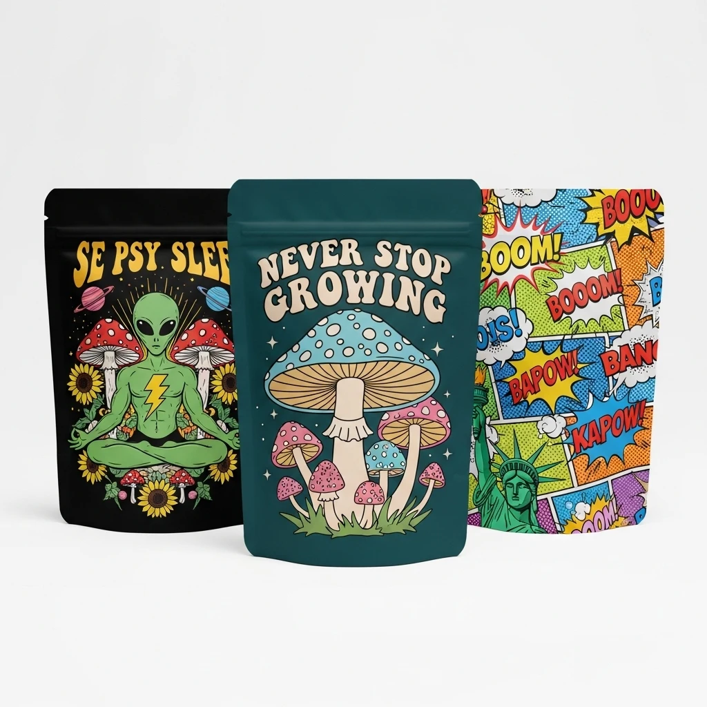 고품질 맞춤 인쇄 마일러 백 1g 2g 3.5g 7g 28그램 1온스 1파운드 스탠드업 지퍼백 열 밀봉 포장 캔디용