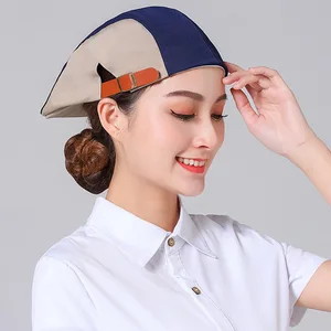 Customizable Plaid Beret Mesh Breathable Hat for Catering Staff Casual Milk Tea Shops Winter Outdoor Cycling Travel Logo