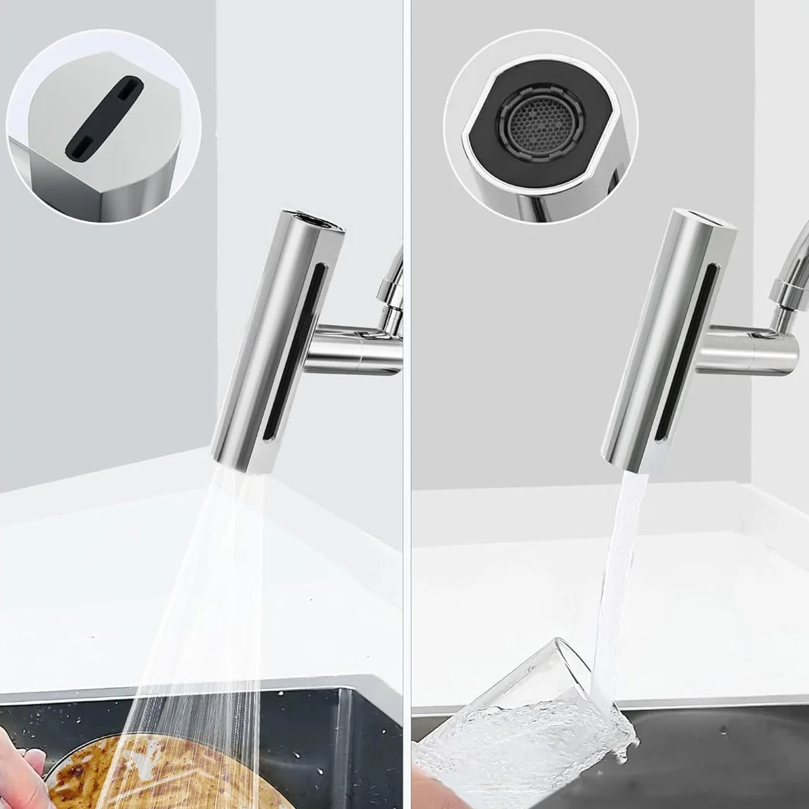 Modern Waterfall Kitchen Faucet Extension Spout Universal Fitting Chromed Kitchen Sink Filter Faucet Extender