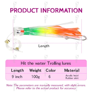 9Inch Resin Head for Ocean with High Carbon Steel Hook Trolling Bait for Marlin Tuna Fishing – Trolling Lure – view 3