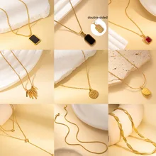 High Fashion Women's Vintage Necklace 18K Gold Plated Titanium Steel with Turquoise Pendant & Diamond Trendy Strand Chain