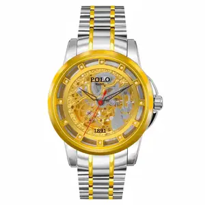 Golden Helmsman Mechanical Watch with Genuine Diamond Pointer Dial Display