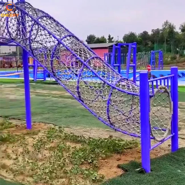 Small Playground Adventure Course Equipment Obstacle Courses Climbing Rope Net Bridge Kids Playground