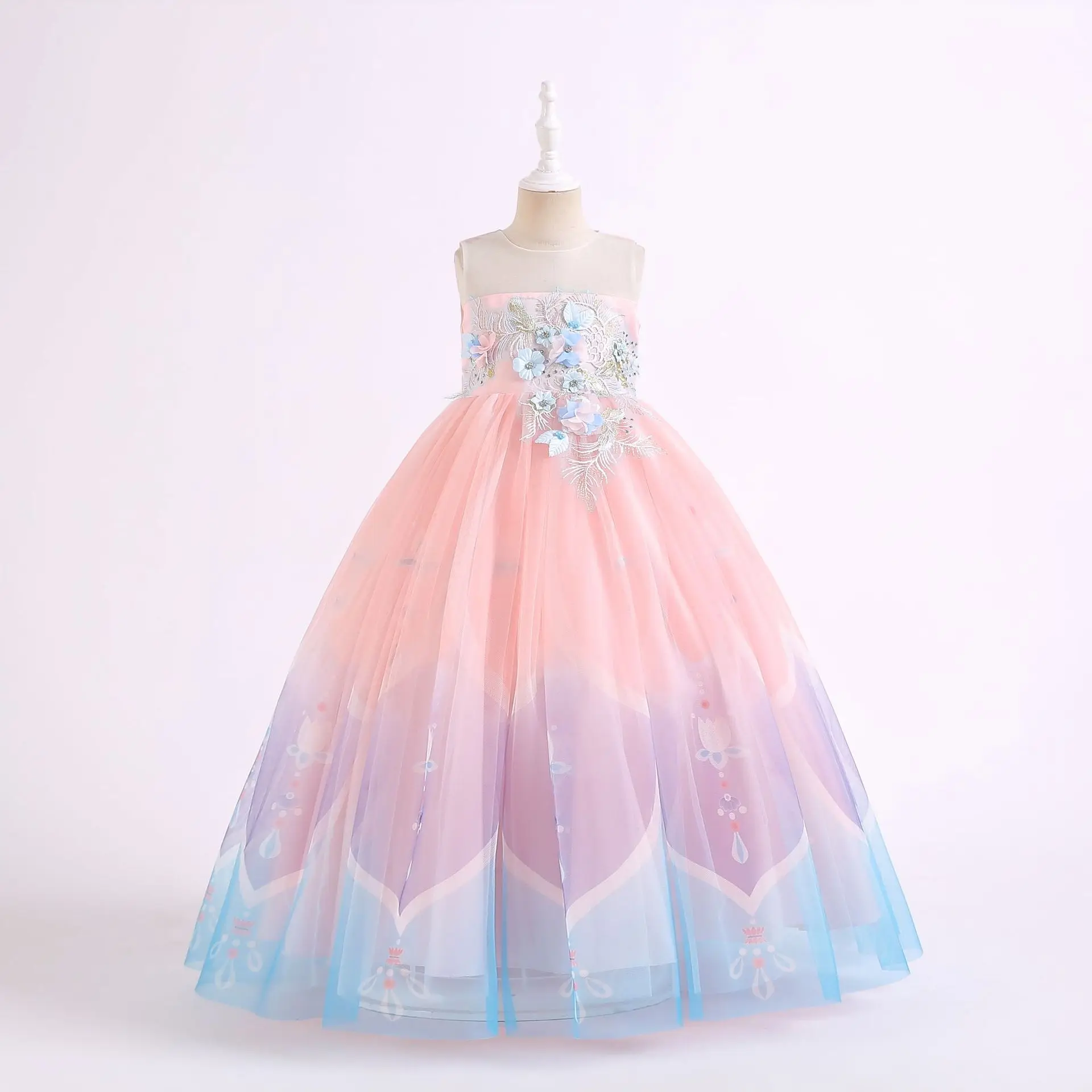 European Girls Princess Party Dresses Lace Evening Gown Odm