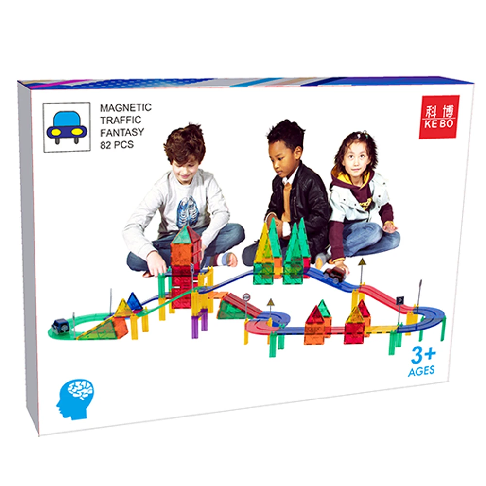Racetrack Const Best Choice Products 105-Piece Kids Colorful Magnetic Tiles Set 