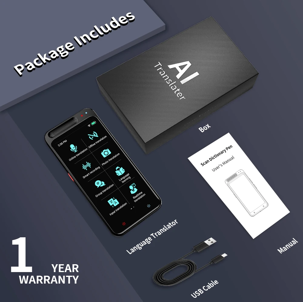 Z6 Photo Translation Built in Battery 1500mah Smart AI Translator Rechargeable Wireless Translation Machine