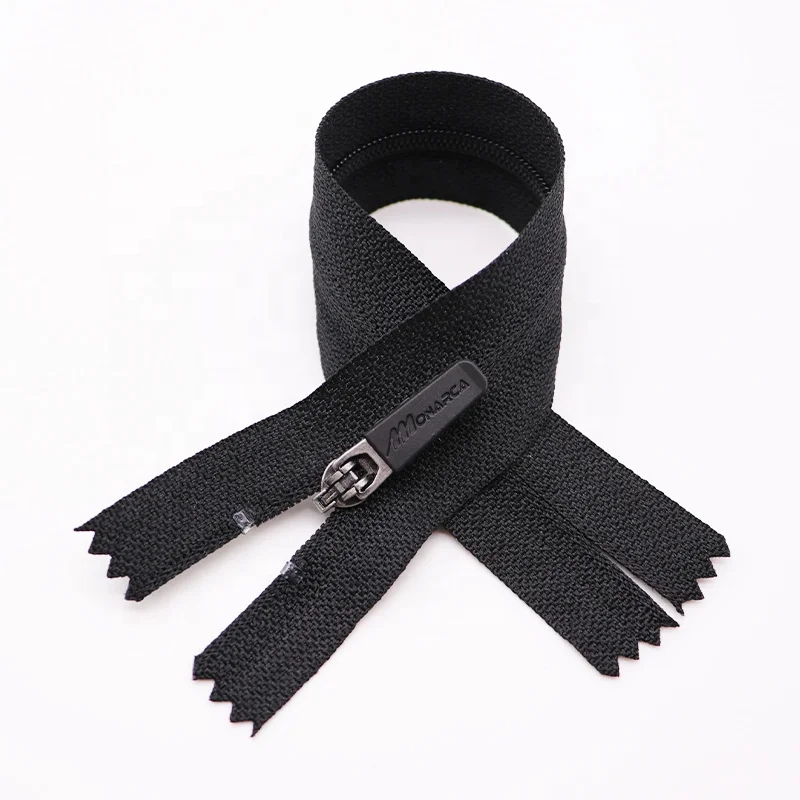 Semi-auto Lock Rubber Puller Small Nylon Zipper #3#5 Reversible Invisible Zipper Reverse for Jersey Cycling Zipper