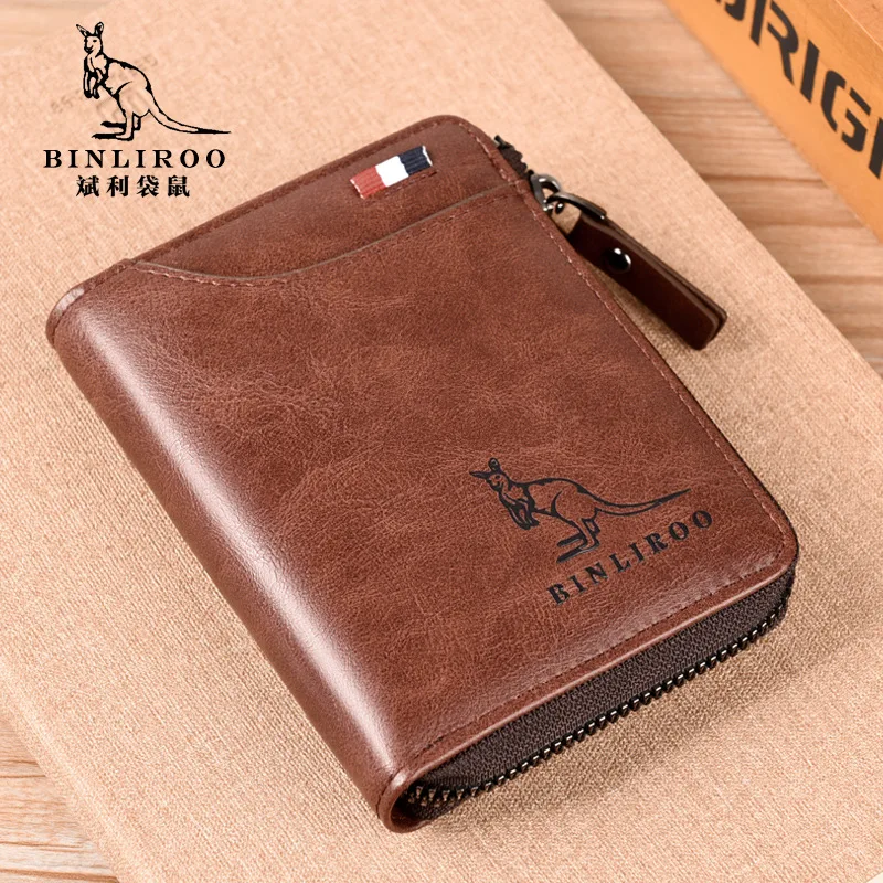 Men's Leather Wallet Zipper Small Purse| Alibaba.com