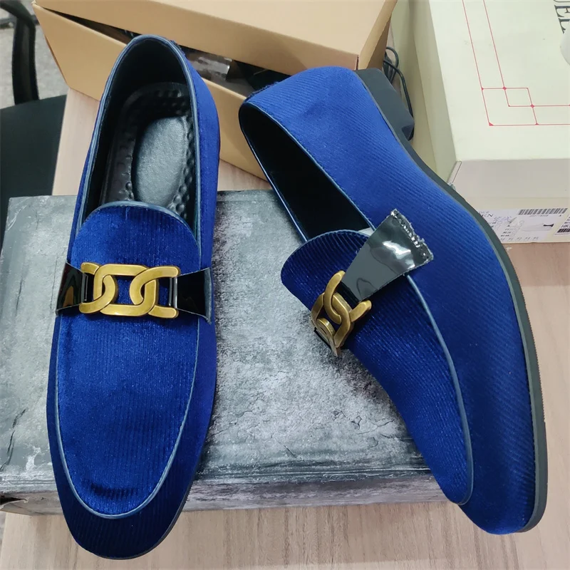 Size 14 Corduroy Material Fashion Men Loafers Shoes Slip on Dress Shoes