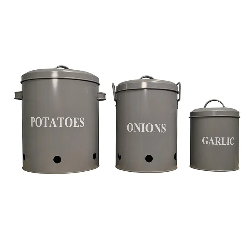 Metal Potatoes Onion Kitchen Storage Box and Garlic Container Tin and  Kitchen 3 Piece Garlic Potato Onion Keeper