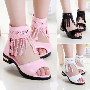 2026 New Fashion Summer Children Sandals Korean Lace Tassel Student Girl Soft Soled Shoes Sandal