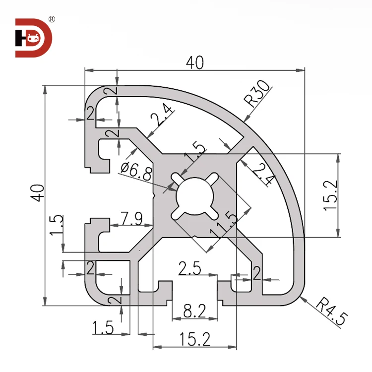 product industrial extruded aluminum alloy profile 4040r corner aluminum alloy square tube provides drilling and cutting services-3