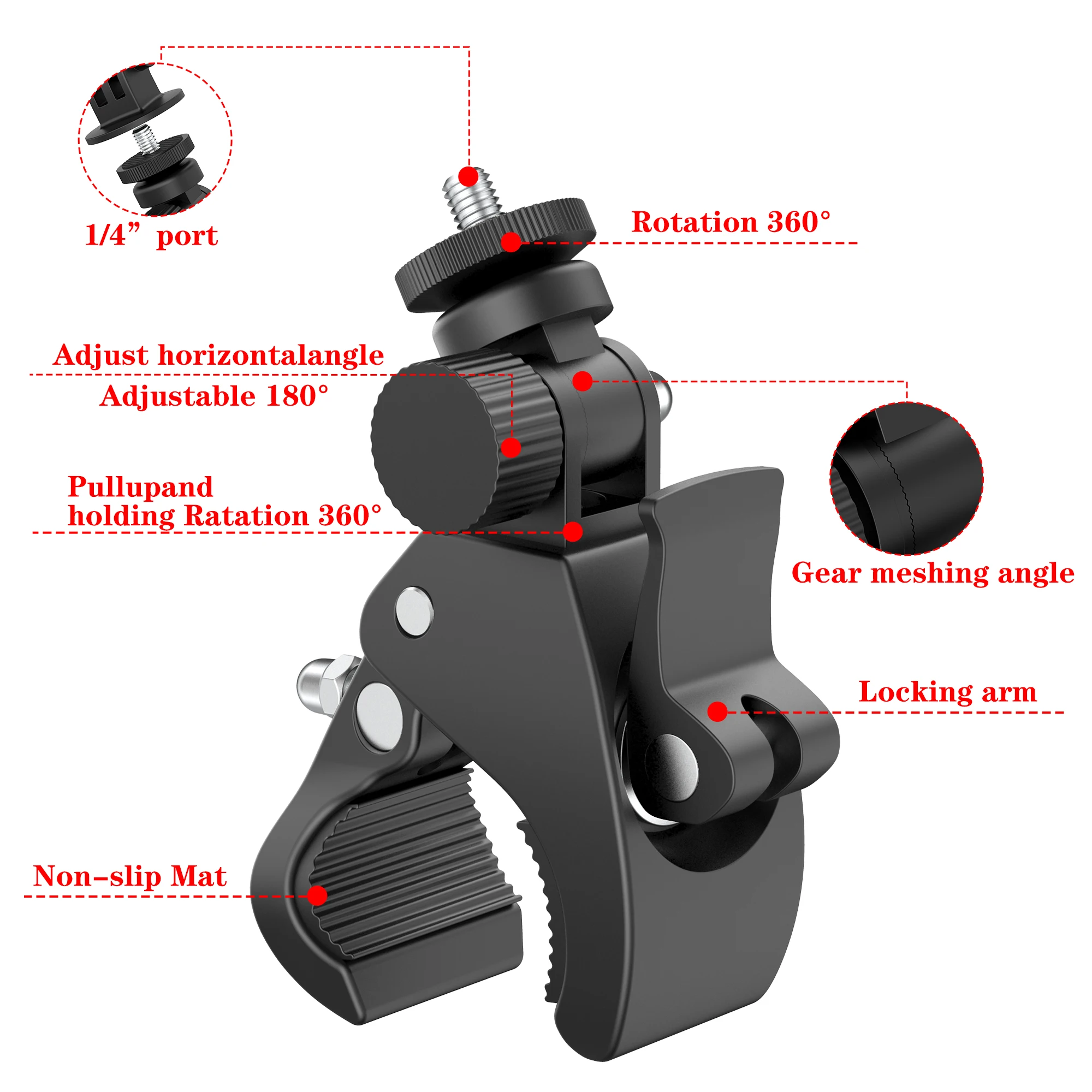 New Design Action Camera Motorcycle Stand Clamp Bicycle Tube Fixed Clip Tripod Increase Position  Holder for Gopro Hero 13 12 11