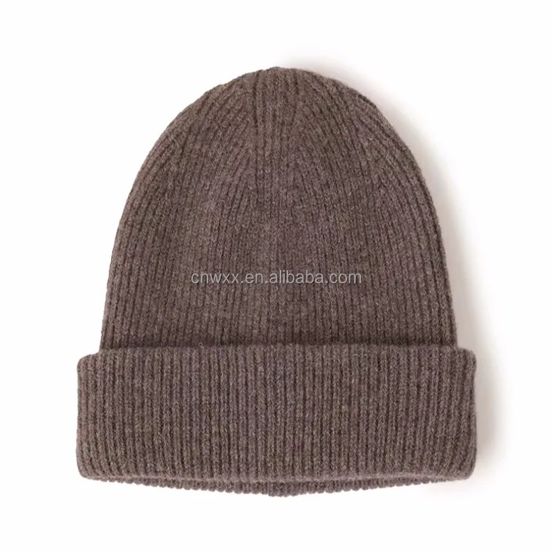 High Quality 100% Cashmere Knitted Hat for Women and Men Casual Beanie Hat Thicken Cap Winter Soft Warm Cashmere Caps Unisex