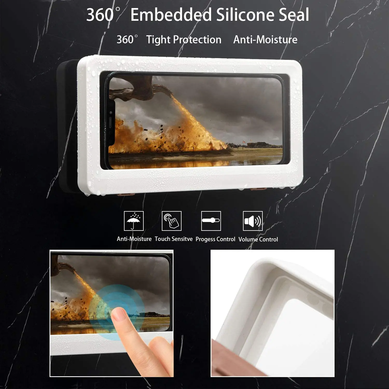 Wall Mount Shower Phone Holder Bathroom Case Mount Bathroom Phone Shelf Shower Storage Box Phone Holder Waterproof MPC18