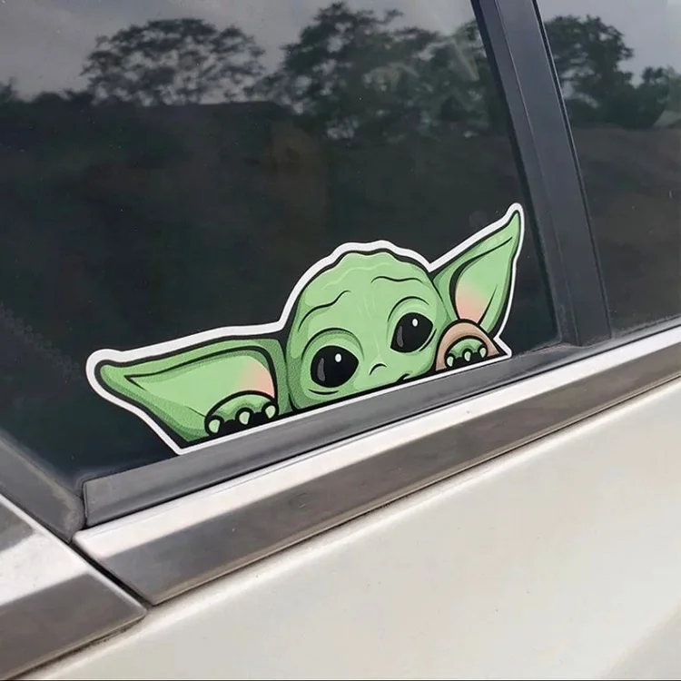  2 Pack - Peeking Baby Yoda Vinyl Decal Sticker for