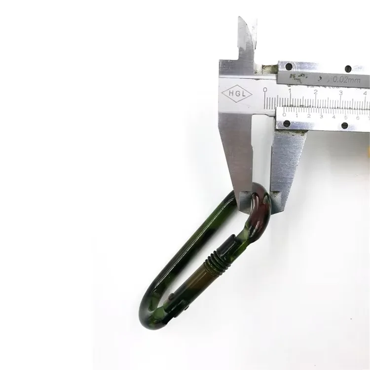High Quality D-Shaped Carabiner Hook, Army Green Camouflage Aluminum Snap Clip for Outdoor Hammock, Hiking