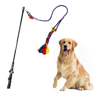 Dog Flirt Pole Toy, Interactive Teaser Wand for Dogs Tug of War