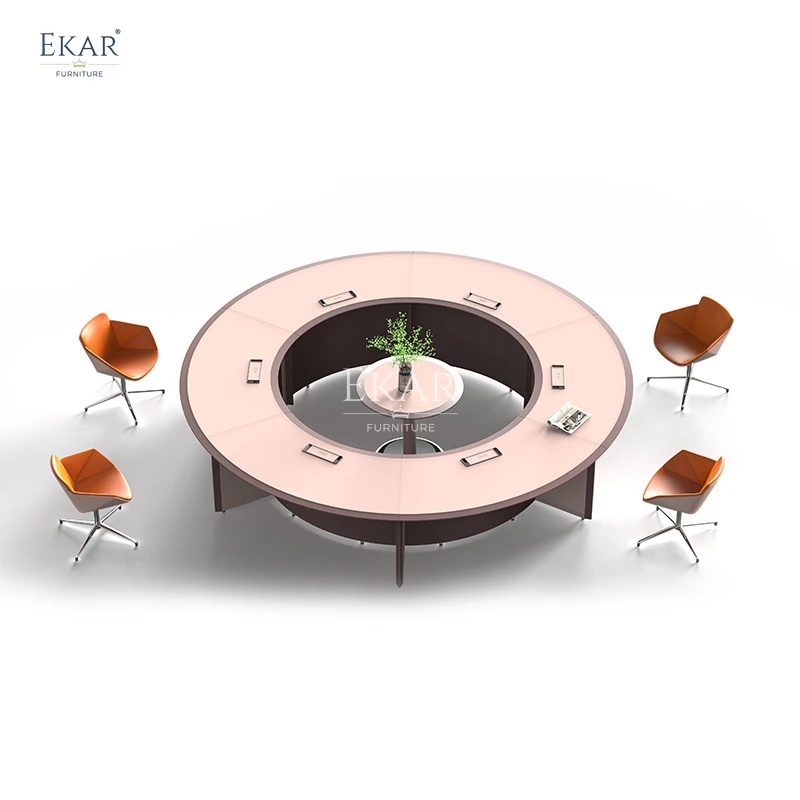 Contemporary Style round Wood Conference Table Modern Office Furniture for Commercial School Conference Room Use