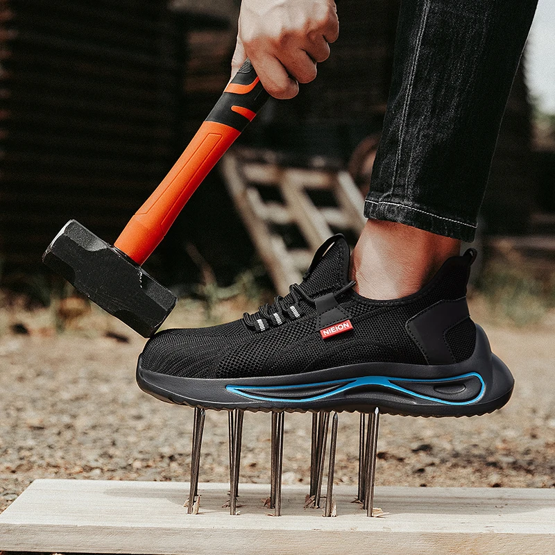 Botas de seguridad con punta de acero, zapatos de seguridad para el  trabajo, botas para hombre, zapatillas informales transpirables para  exteriores,