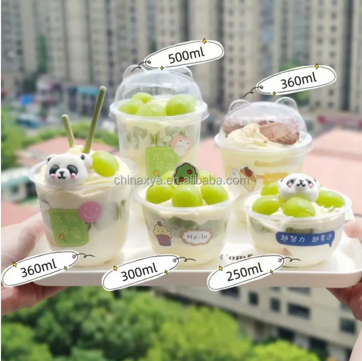 250ml Sundae Cup Popo Cream Cake Cup, Bobo Milk Tea 360ml Popo panda U-shaped Cup factory