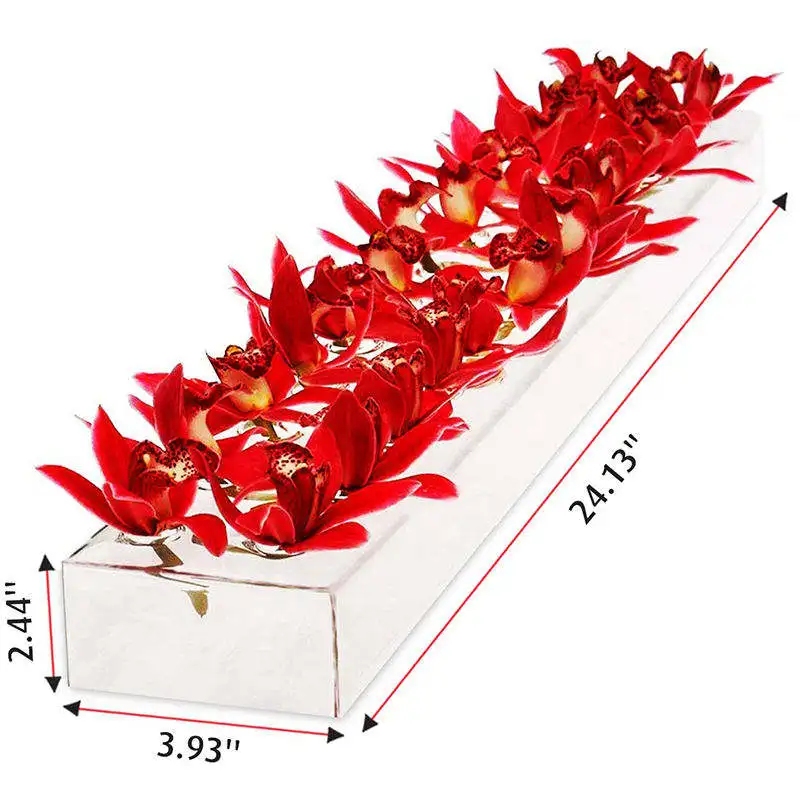 Custom Clear Rectangular Acrylic Modern Vase Rose Floral Vases Flower Display Box for Centerpieces for Home Decor Weddings