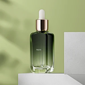 Square Crystal Glass Raw 40ml Dropper Bottle With Rounded Corners for Men Skin Care Cosmetic Packaging