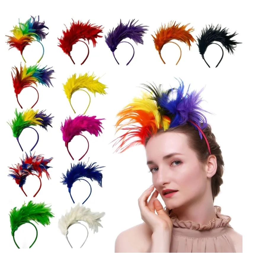 Feather Headband Mardi Gras Headband Flapper Feather Headband Flapper