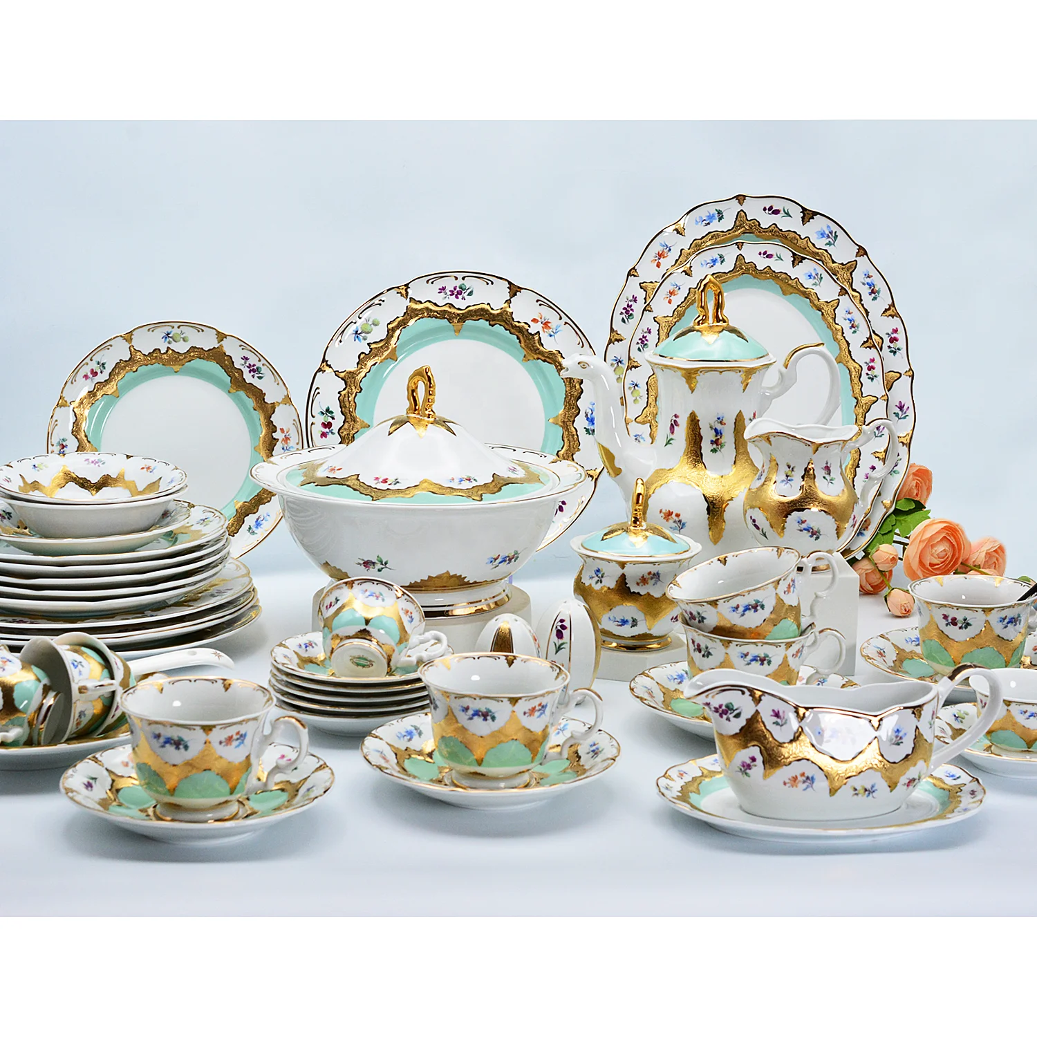 Brand Top Quality Ceramic Porcelain Dinnerware Sets 24K Gold Tableware of  58 Pcs Fashion Dish Plates Set Royal Luxury Cup Kits - AliExpress