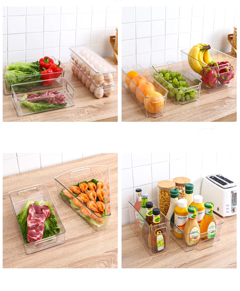 Bpa Free Factory Hot Sale 6 Pcs Pack Plastic High Transparency Pet Material Freezer Fridge Storage Boxes Bins supplier