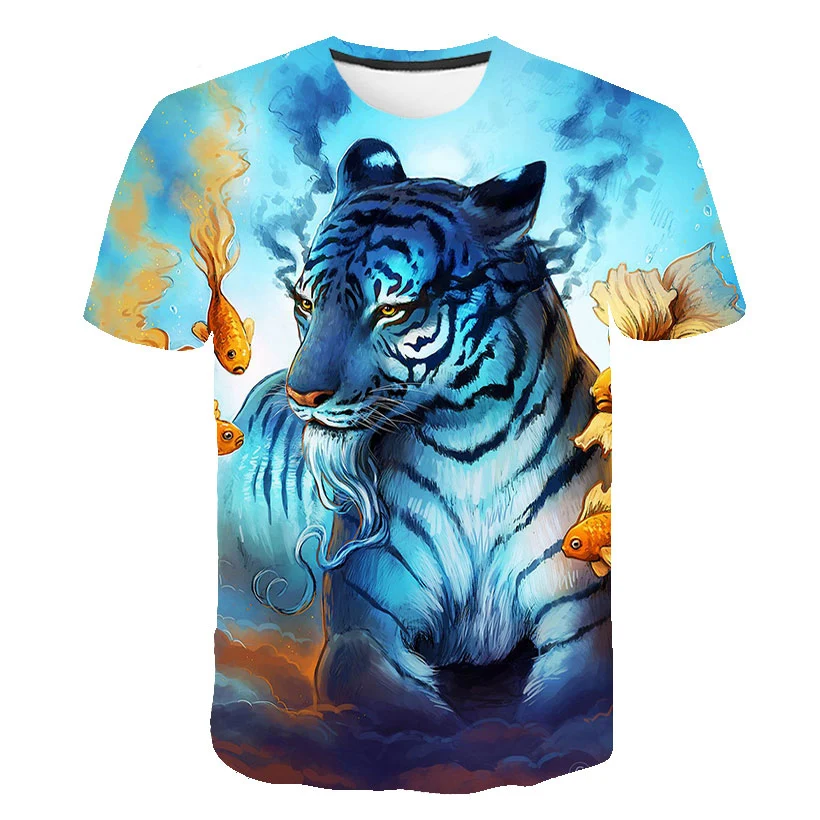 Cartoon Tiger Print Boys Creative T-shirt, Casual Lightweight Comfy Short  Sleeve Tee Tops, Kids Clothings For Summer - Temu United Arab Emirates