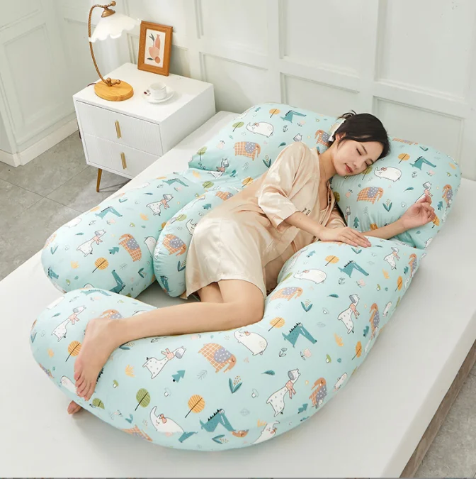Comfortable Full Body Support Cotton Removable Cover Microfiber Filling U Shaped Side Sleeper Pregnancy Pillow for Sleeping
