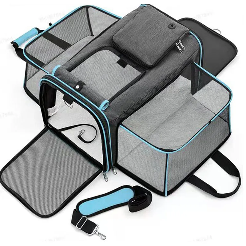 Two Sided Expandable Rolling Pet Carrier travel bag Airline Approved Pet Carrier Bag