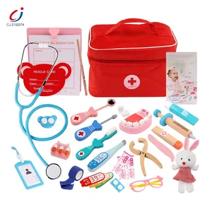 Chengji Simulation Medical Toy Kids Doctor Pretend Play Kit Wooden Medical Kit Toys Educational Wooden Doctor Play Set Toy