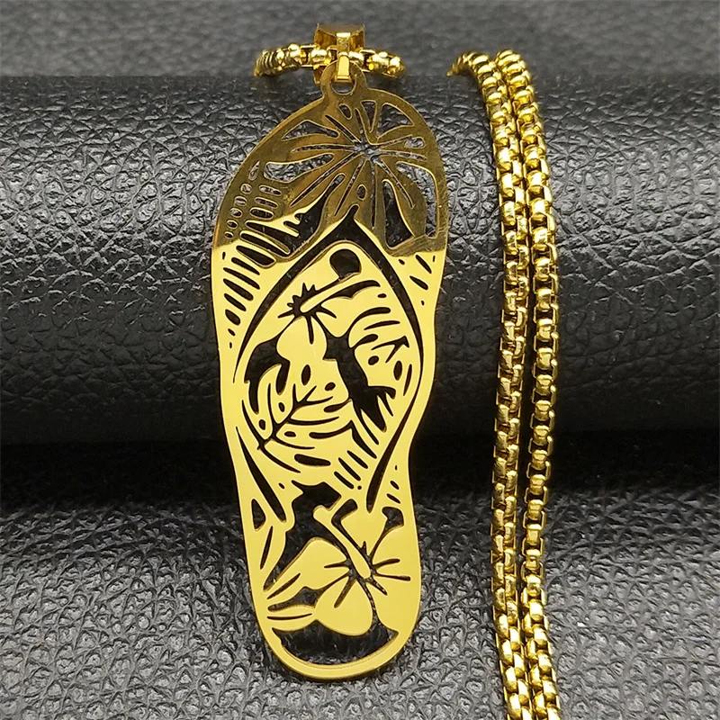 Trendy Summer Beach Sandals Stainless Steel NL672 Necklace