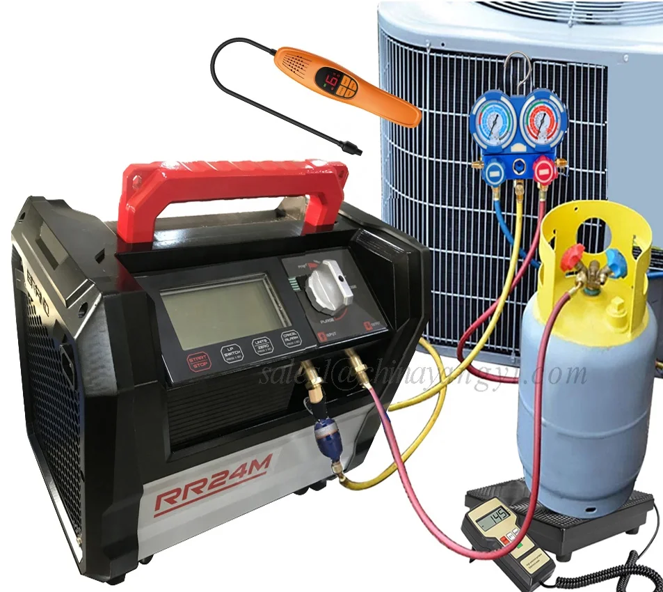 DC Motor Digital Air Conditioning Refrigerant Recycler 1HP R32 R410A R407C Gas Recovery Machine with 80% Overcharge protection