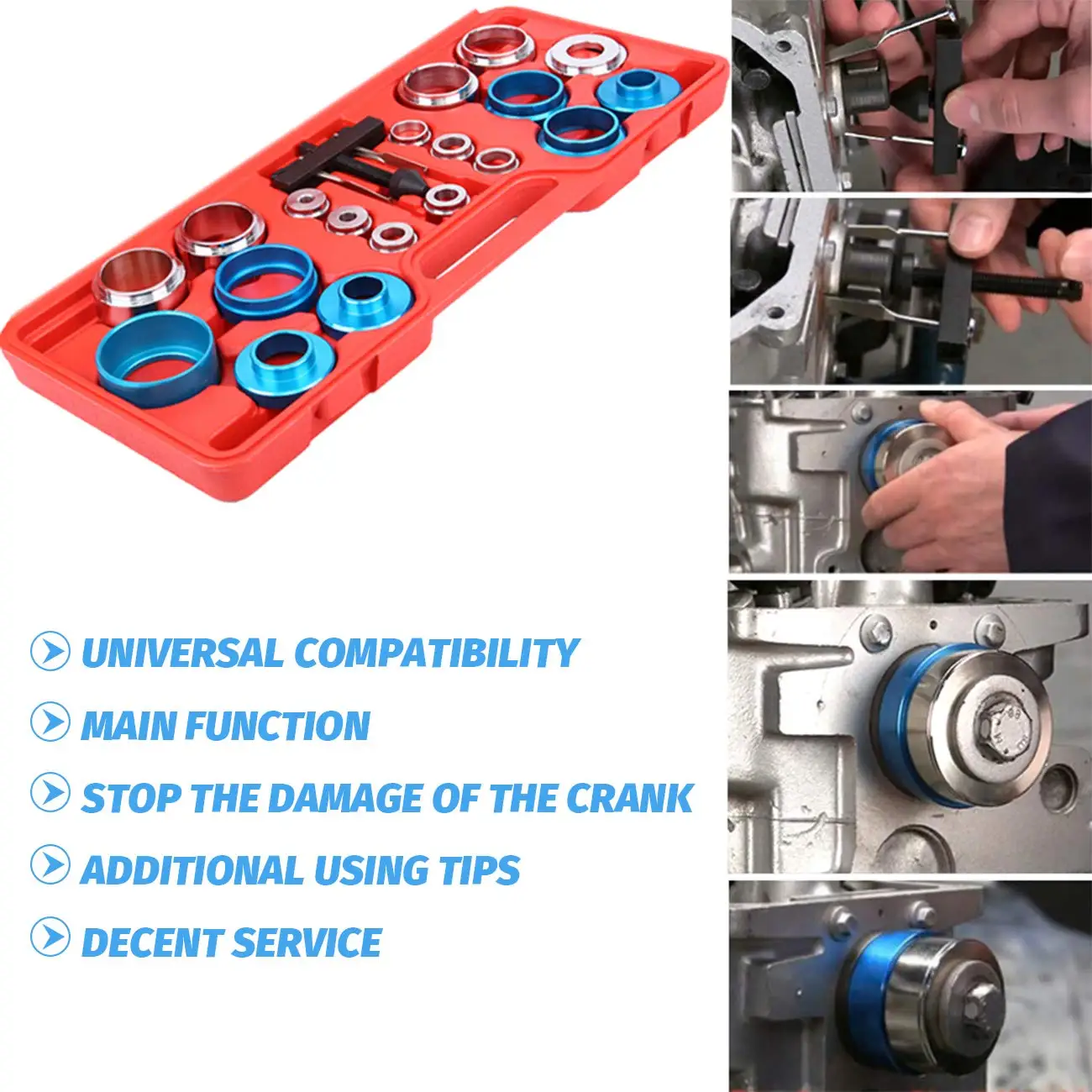20pcs Crank Bearing Camshaft Oil Seal Remover And Installer Kit Crank