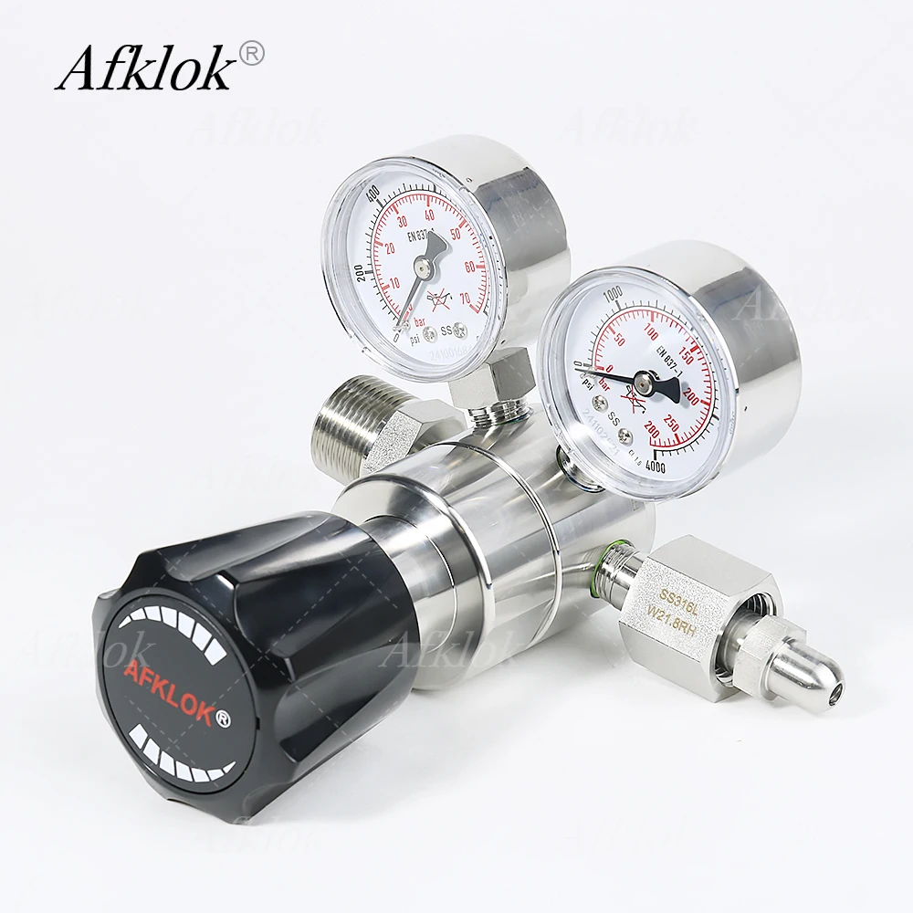 Inlet 6000psi Outlet 3000psi High Pressure Gas Regulator Hydrogen Pressure Regulator With Two Gauges for Industrial Laboratory