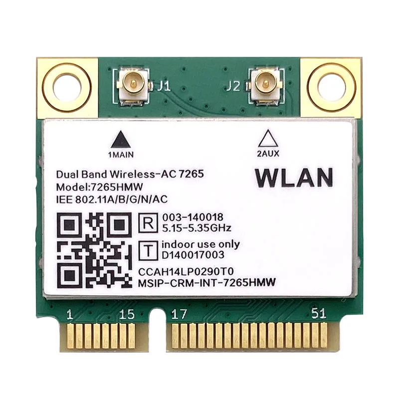 Dual Band Intel 802.11ac Mini PCIe Network Card 867Mbps 2X2 7265NGW AC7265 7265AC for Bluetooth 4.0 for Laptop Wireless-AC 7265
