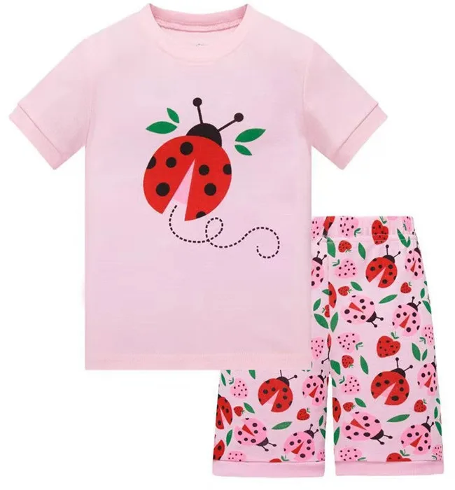 Girls Pyjamas Summer Shorts Sets Unicorn 100% Cotton Sleepwear Short Sleeve 2 Piece Outfit for Kids Age 1-12 Years