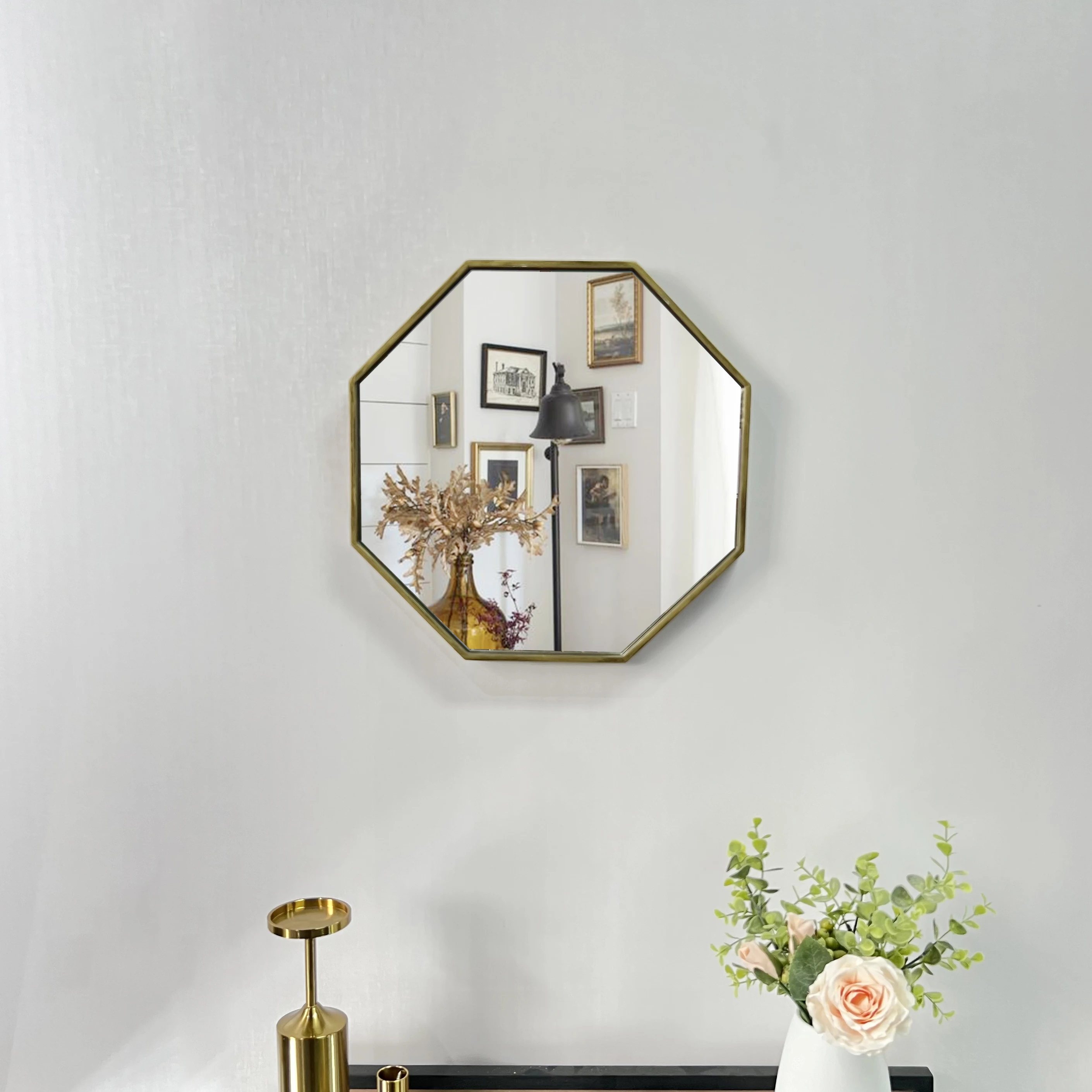 60cm American Retro Octagonal Wall Mirror - Luxury Frame