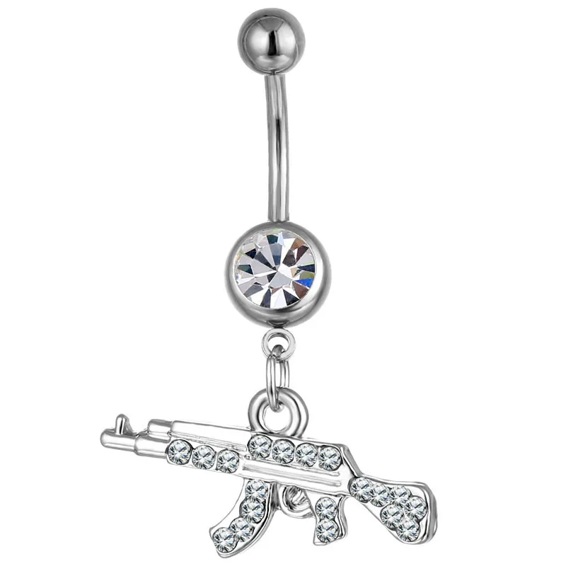 Fake belly piercing cute crystal gun