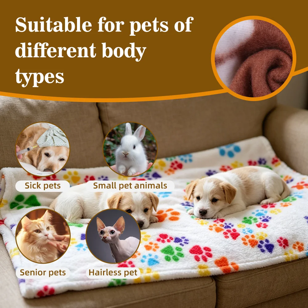 Waterproof Double Sided Fleece Blanket Warm Soft Paw Prints 100% Polye - product detail 5