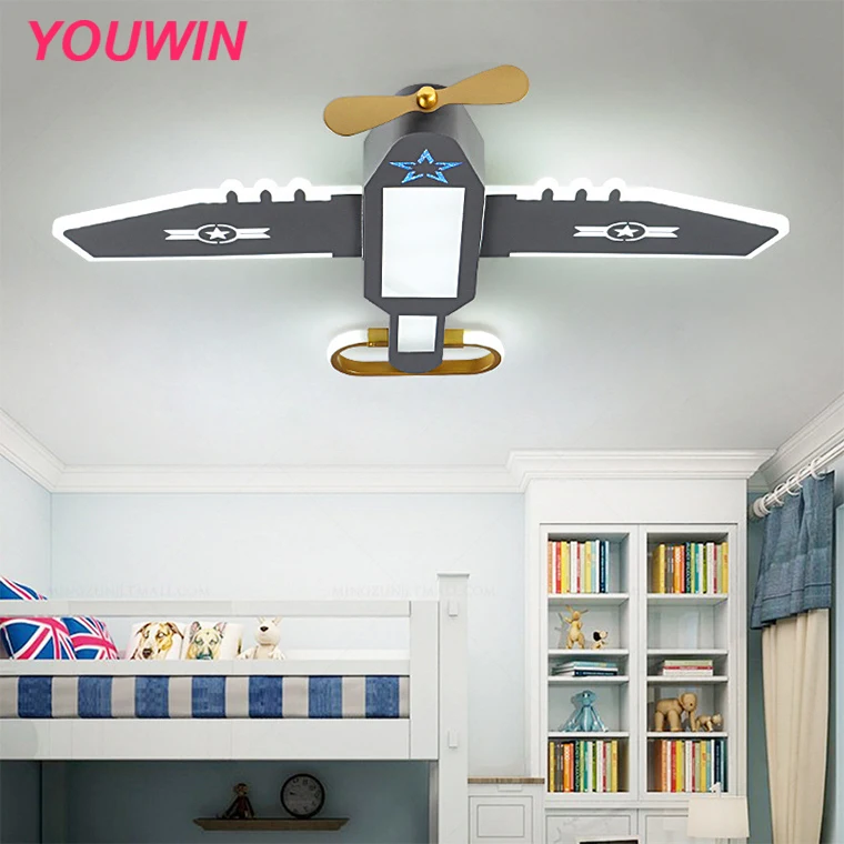 Child room airplane light boy bedroom ceiling light creative personality modern simple cartoon room eye protection lamps