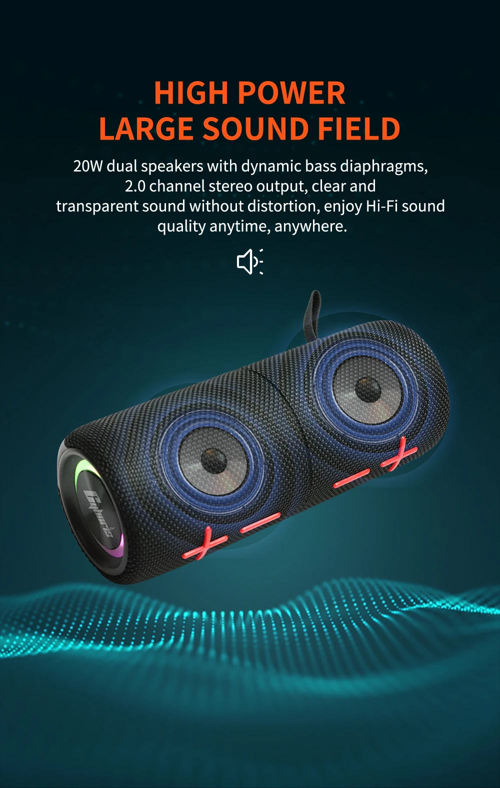 2合1便携式分体式无线扬声器IPX6防水磁性双扬声器，带RGB灯TWS配对，适用于笔记本电脑S11