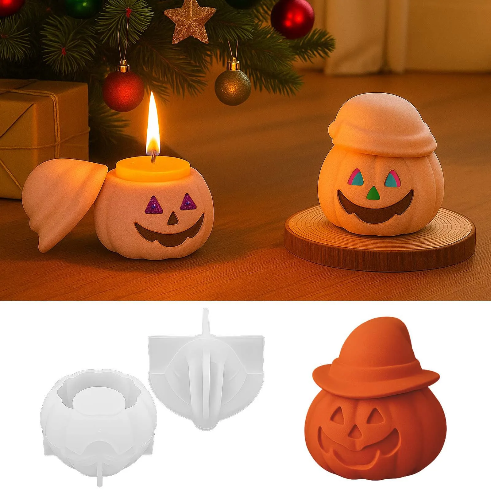 Halloween Creative DIY Silicone Resin Crystal Drop Pumpkin Candle Cute Cartoon Ornaments for Holiday Gifts Cake Tools factory