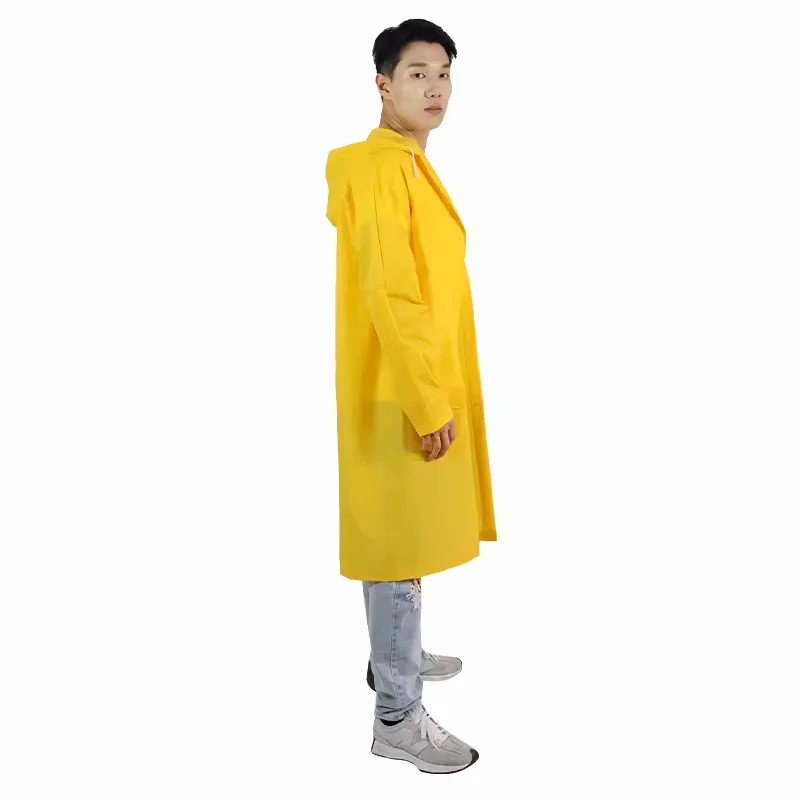 Thin Lightweight Yellow PVC Poncho Raincoat for Men Custom Logo OEM